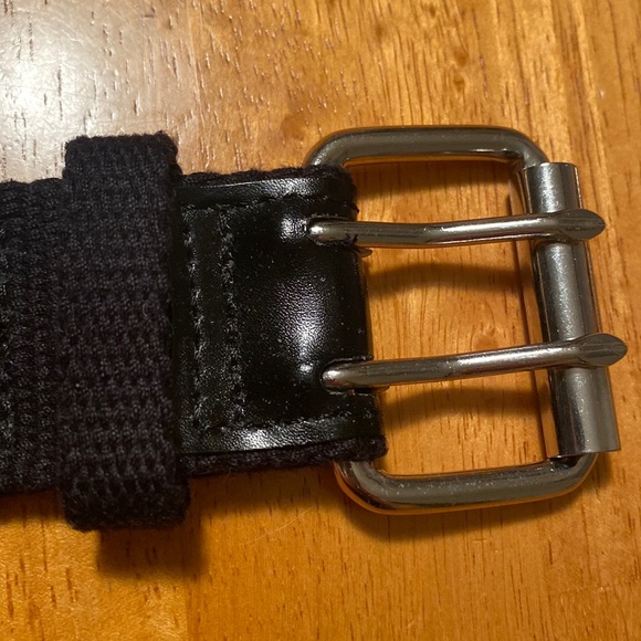 Black Canvas Adjustable Belt With 2-row Metal Grommets & Metal Buckle 1.5” wide - Picture 2 of 6